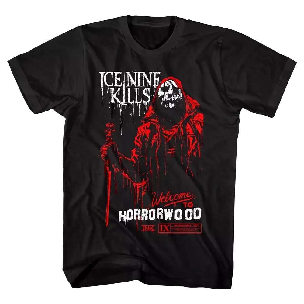 Camiseta unissex Ice Nine Kills Welcome To Horrorwood Rockinstone Tamanho:s