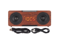 Reloj Digital De Altavoz Bluetooth De Madera Inalámbrico Compatible Con Reproducción De Tarjeta De Memoria Aux 30w