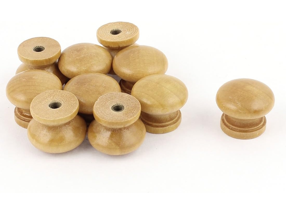 10 Tiradores Redondos De Madera Para Cajones De Armario, 23x19 Mm