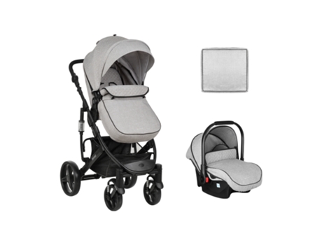 Carrito de Bebé KIKKABOO 3en1 asiento transf. Beloved Gris Claro 2023