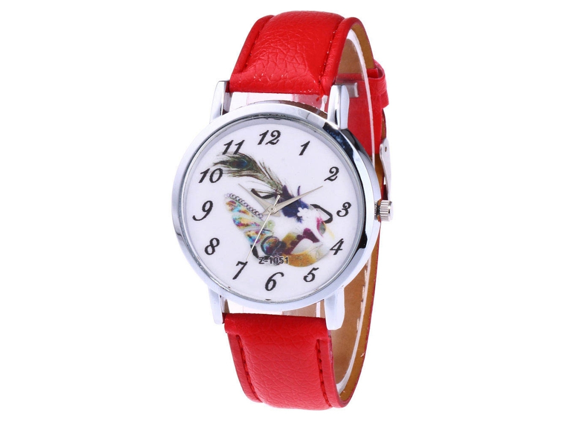 Reloj De Pareja Casual De Cuarzo Con Correa De Pu Zhoulianfa Rojo