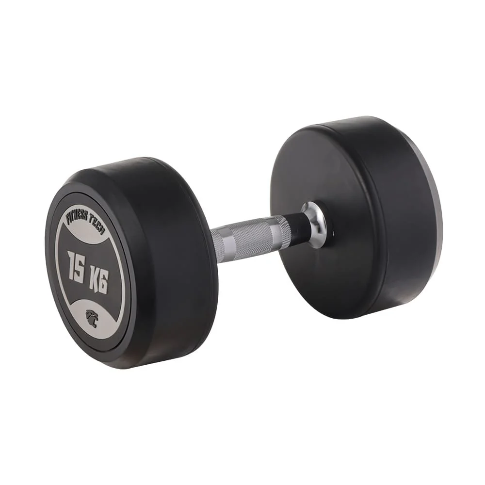 Mancuernas Redondas Musculación 15 kg FITNESS TECH - Set 2 Unidades