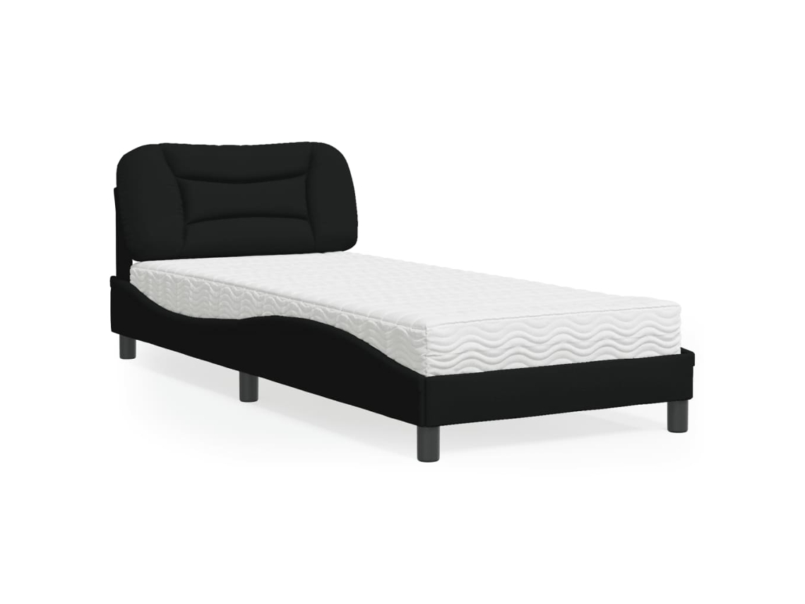 Cama Con Colchón Tela Negro 90x200 Cm