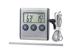 Termómetro Digital Para Cocina Horno Barbacoa Con Sonda De Acero Inoxidable Temporizador Magnetico