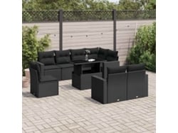 Conjunto de sofás de jardín de 9 piezas DKD Home Decor con cojines de mimbre negros