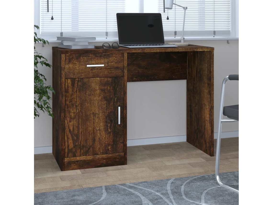 Escritorio | Mesa | Escritorio con cajón/armario fabricado en madera de roble ahumado.
