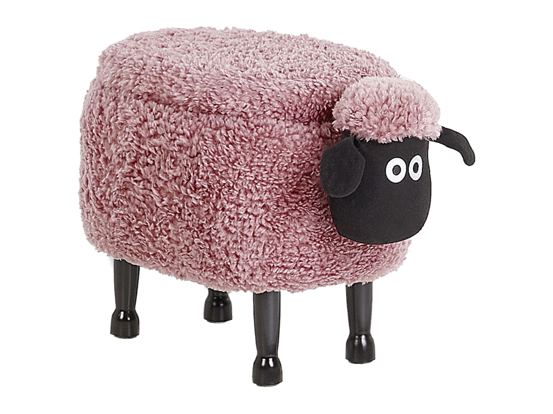 Puf infantil con almacenaje BELIANI Sheep de Poliéster Rosa 55x35x40