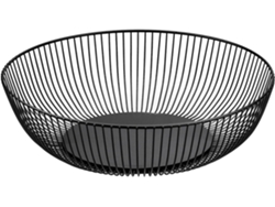Frutero - Alambre - Negro - 27,5x9 cm - Cesta de frutas - Diseño redondo - Recortado