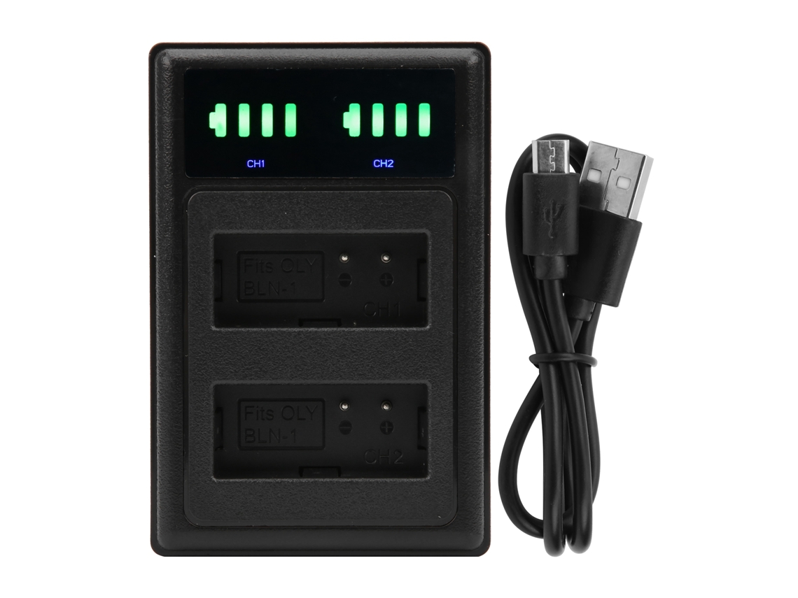 2026-cargador De Baterías Para Cámara De Doble Interfaz Con Doble Pantalla, Compatible Con Batería Bln‑1, Negro
