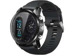 Reloj inteligente deportivo con doble zona horaria para hombre, resistente al agua, con control del ritmo cardíaco y Bluetooth, iOS y Android (negro)