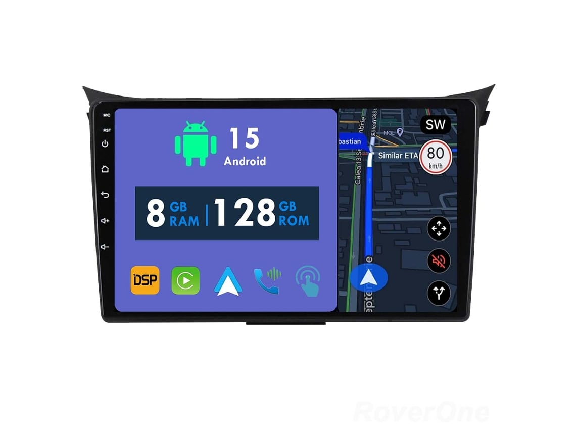 Coche Radio Android Auto Autoradio 8GB RAM 128G ROM CarPlay Navegación GPS Pantalla Táctil RoverOne para Hyundai i30 II 2 GD 2011 - 2017 