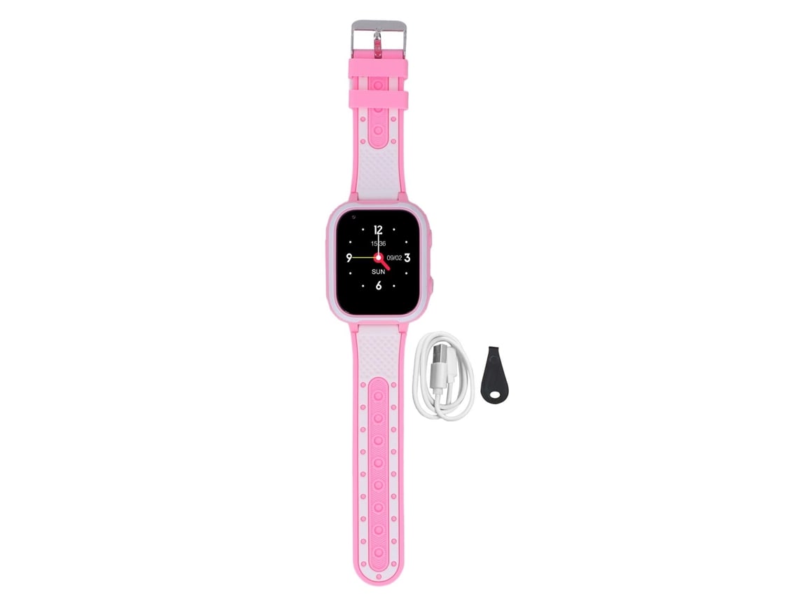 Ats-reloj Inteligente Para Niños Impermeable 4g Llamada Video Silicona Juegos Diario Ee.uu. Rosa