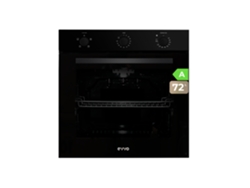 Evvo Horno Integrable H10, 72l, Clase A, 4 Programas, Grill, Temporizador, Mando Selector, Puerta Triple Acristalamiento, Negro