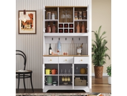 Aparador, Armario Alto 94,5x30x175,5 Cm - Diseño En Madera Blanca - Para Salón Y Comedor
