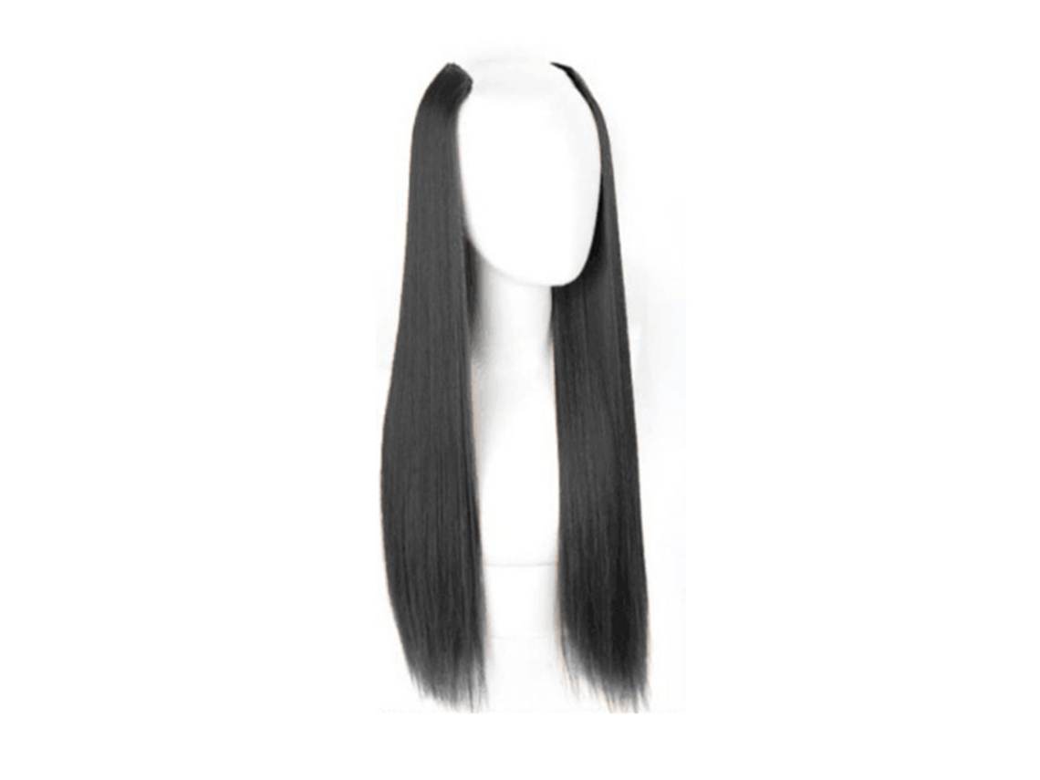 Pieza De Extensión De Pelo Sintético Para Mujer Universal 45cm Negro, Volumen Y Longitud Inmediata, Invisible Y Fácil De Usar
