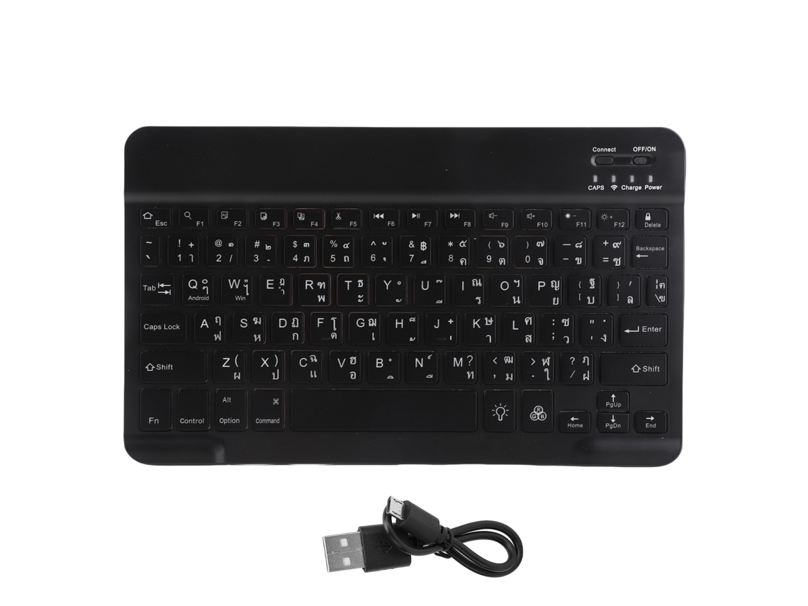 Teclado Inalámbrico Bluetooth De 10 Pulgadas Con Retroiluminación Rgb Y Teclas Cuadradas Para Teléfono/tableta - Negro - Estilo Tailandés