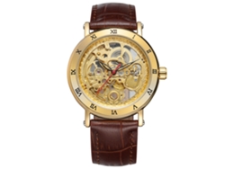 Reloj Mecánico Para Hombre Forsining Con Correa De Cuero Sintético, Diseño Calado, Resistente Al Agua.