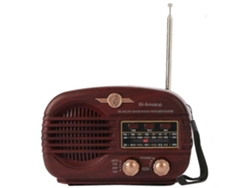 Rádio Bluetooth Retrô, Rádio Portátil Am/fm Transistorizado Com Reprodutor De Música Usb, Marrom Escuro.