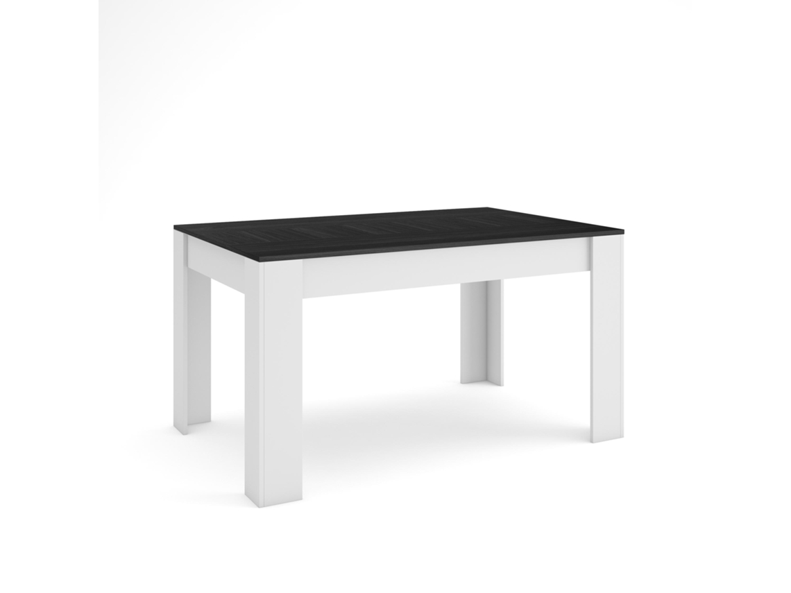Mesa Comedor, 140x90x76cm, Para 6 Comensales, Muebles Comedor, Negro Y Blanco
