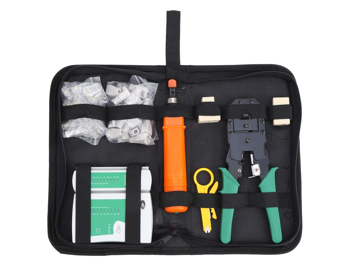 Kit de herramientas de red (prueba de cables, engarce)