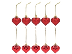 24 Peças Bolas Pendentes de Amor Natal Forma Coração Plástico Gancho Desmontável