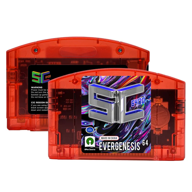Cartucho de juego de código abierto N64 SC64 5000 en 1, compatible con 64DD, tarjeta TF gratuita para Nintendo 64, 6TG 144C rojo