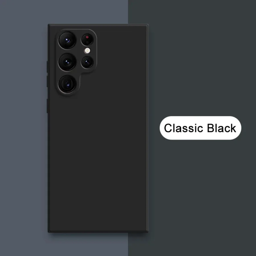 (samsung S23 Fe, Negro) Funda De Silicona Líquida Para Teléfono Samsung, Cubierta De Tela Suave.