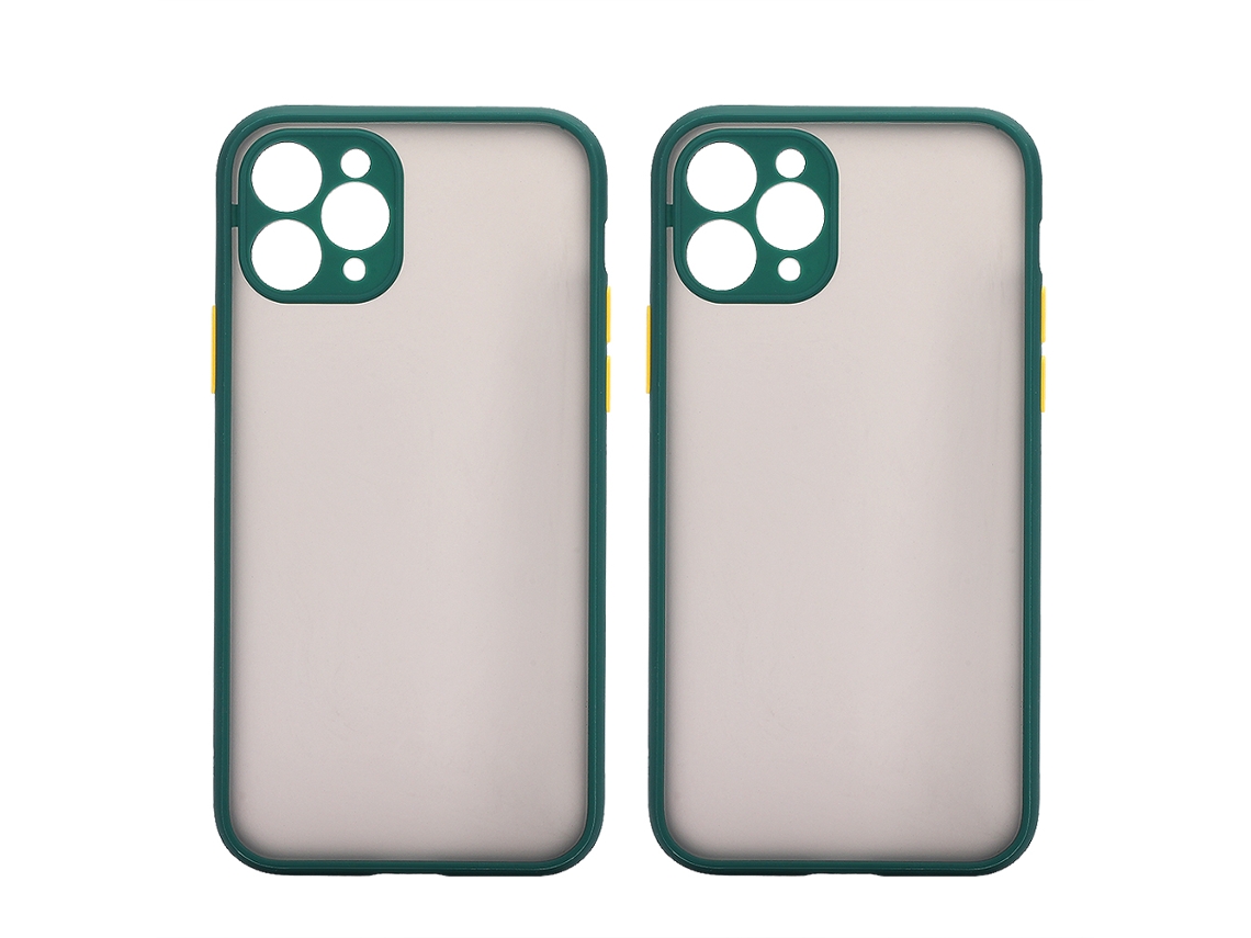 2pcs Capa De Telefone Para Ios 11 Pro Textura Escamosa Translúcida Anti-queda Com Botões Coloridos