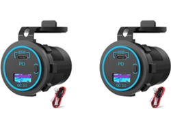 2 X 65w Pd 12v Enchufe Usb Para Portátil Cargador De Coche Adaptador Multipuerto