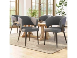 Silla de comedor de 4 piezas ergonómica, ligera, con respaldo curvo, estilo gris