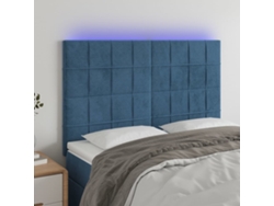 Cabecero Con Luces Led Terciopelo Azul Oscuro 144x5x118/128 Cm