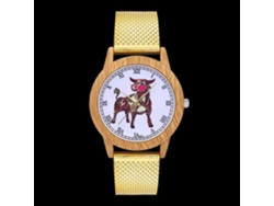 Reloj De Pulsera Unisex De Cuarzo, Estampado Animal, Escala Romana, Color Dorado.