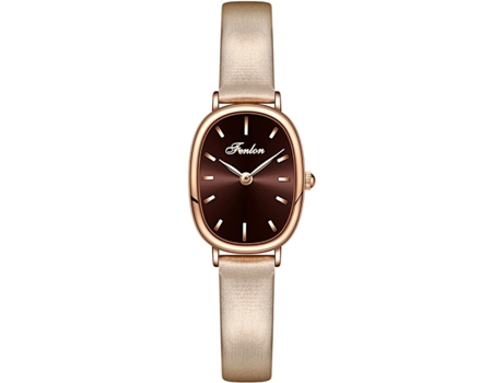 Reloj resistente al agua con caja ovalada de oro rosa elegante para mujer-Rosa blanca VEANXIN