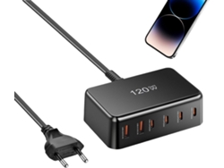 Cargador Usb-c | Ordenador De Sobremesa | Carga Rápida De 6 Puertos Y 120 W