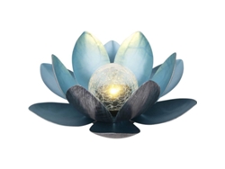 Lámpara Solar Lotus, Ø 27,5 Cm, Altura 12 Cm, Metal, Plata/azul