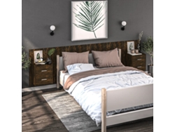Pack 2 Uds Mesita De Noche | Mesilla De Noche De Pared Color Roble Ahumado Wsd434959