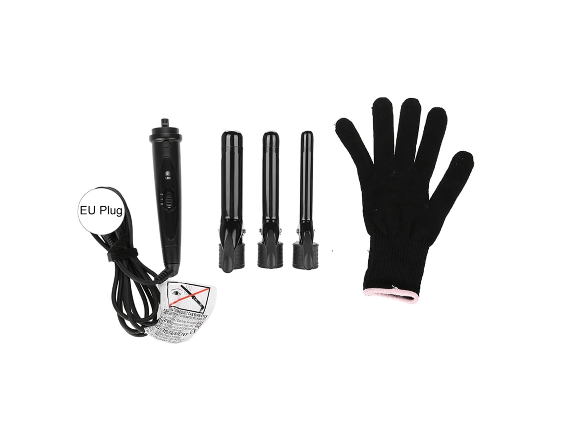 Plancha Rizadora Profesional 3 En 1 Con Accesorios Intercambiables Y Guante Cerámica Para Peinado