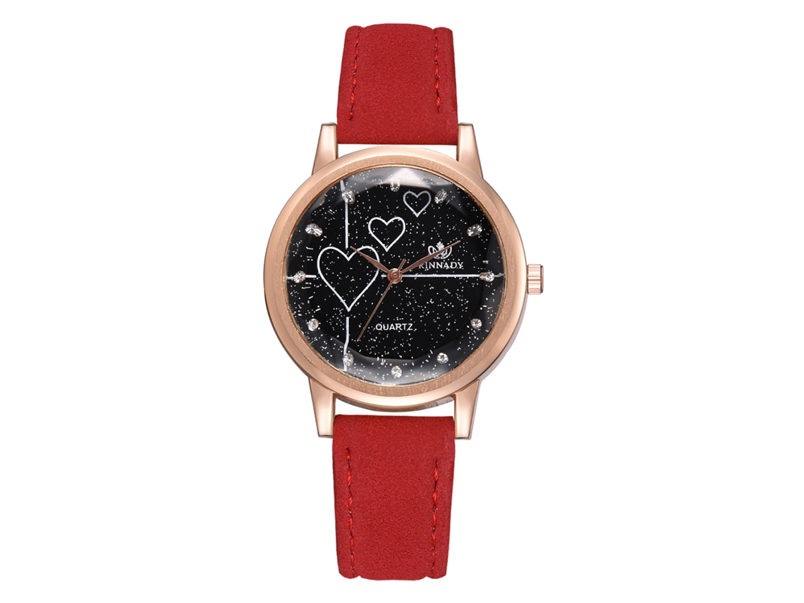 Relógio De Pulso Feminino Lvpai Com Pulseira Pu Simples E Caixa De Liga Quarzo Com Mostrador Irregular Vermelho