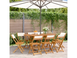 Silla de jardín plegable DKD Home Decor de 8 piezas, tela/madera, blanco crema