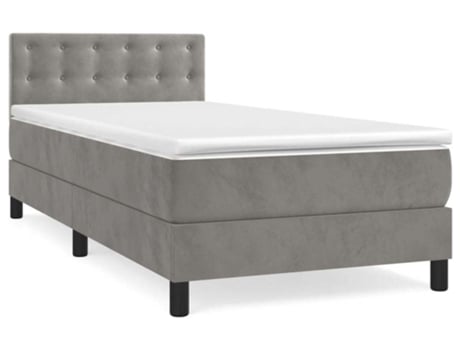 vidaXL Cama con somier y colchón 90x200 cm terciopelo gris claro