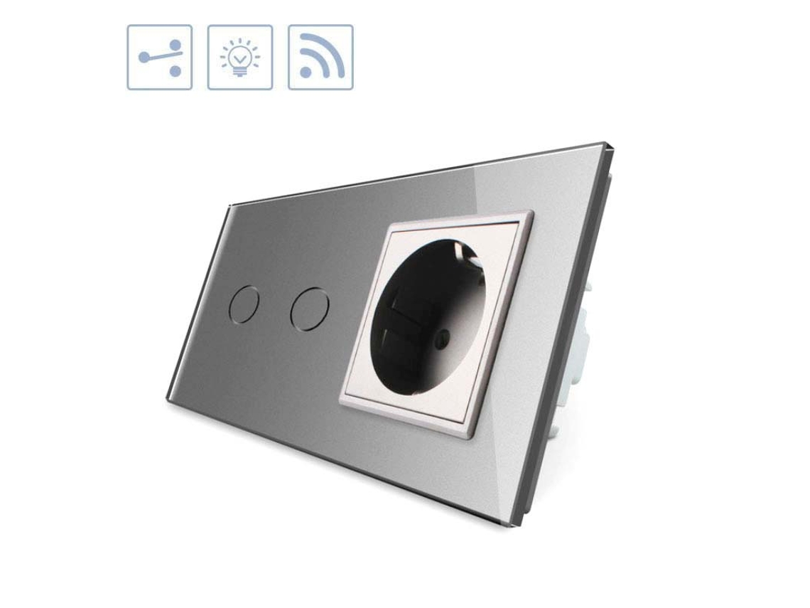 Conmutador Táctil 2 Botones + Enchufe Frontal + Remoto LEDBOX