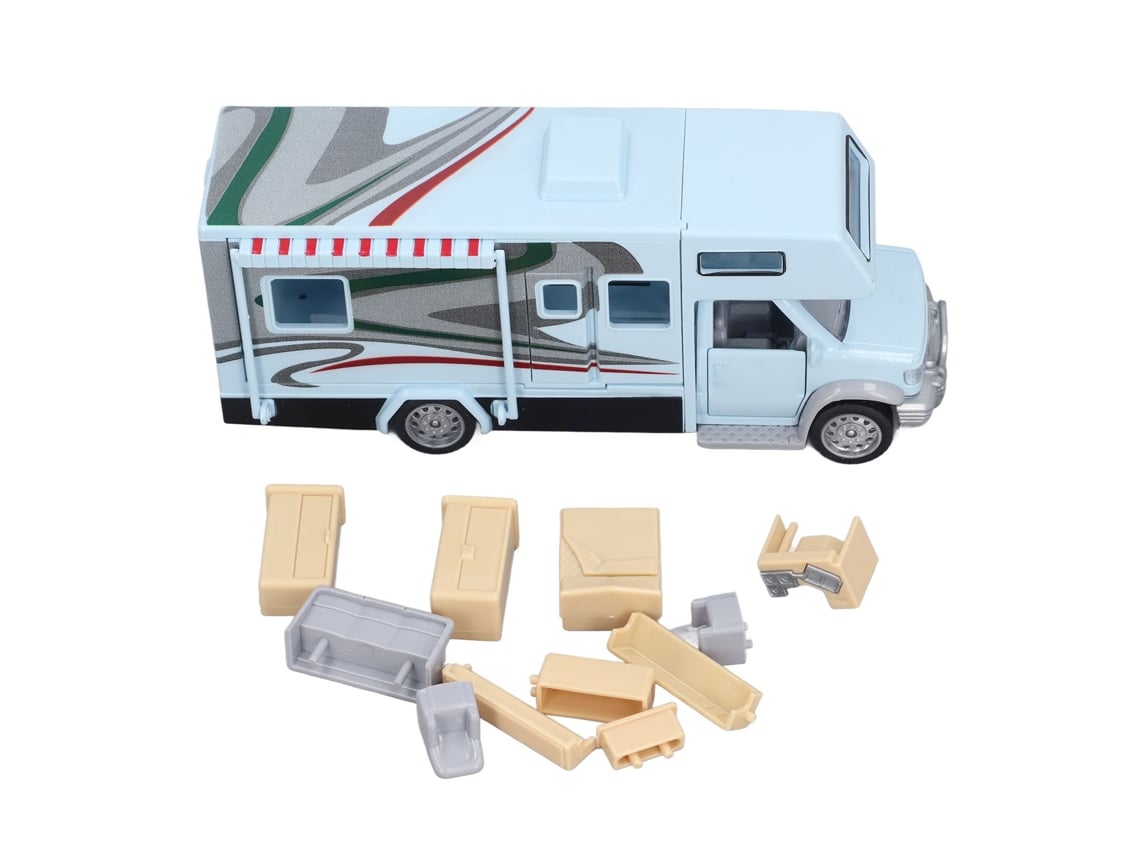 Autocaravana De Juguete Para Niños Con Luces Y Sonidos, Puertas Que Se Abren, Modelo De Simulación, Color Azul Claro.