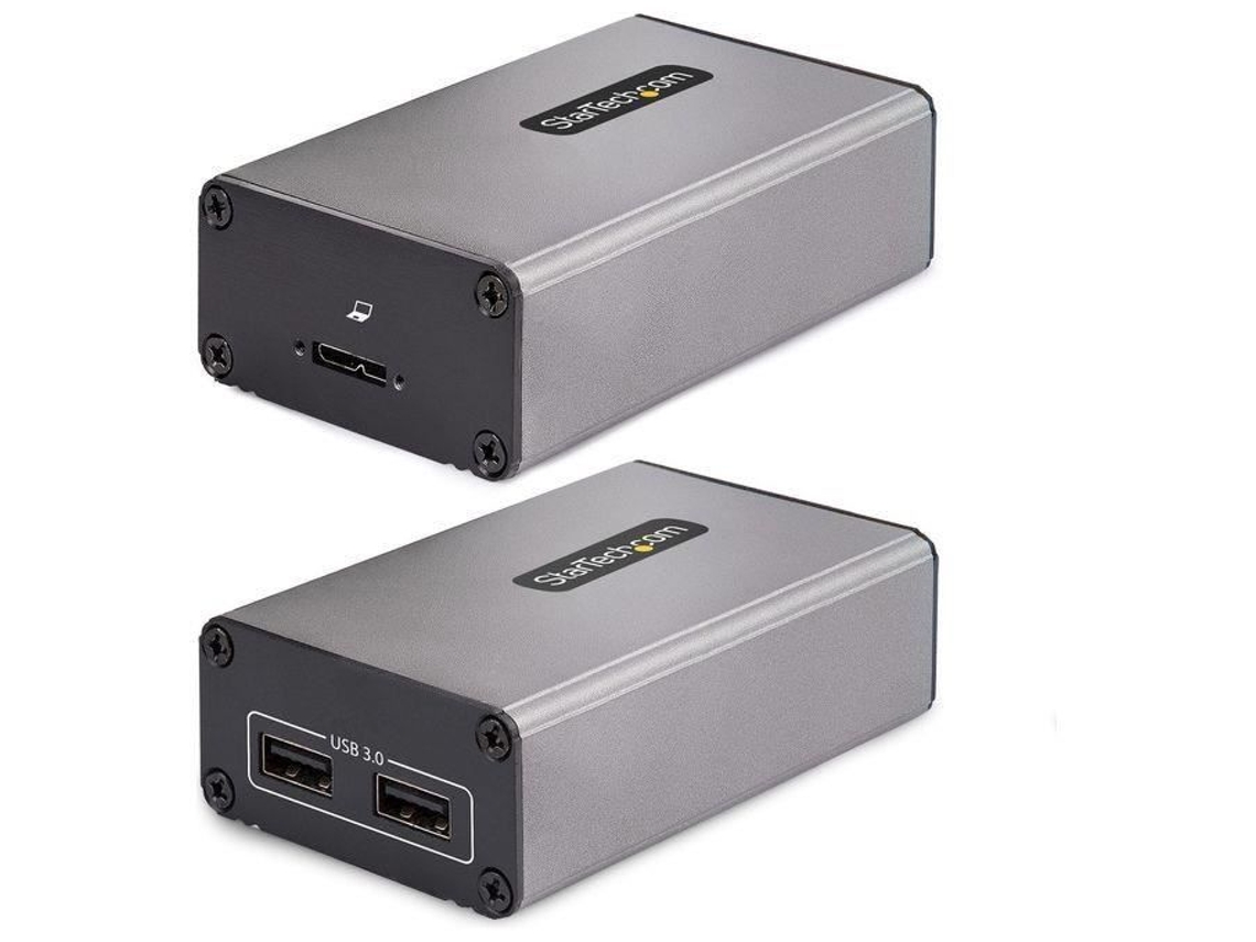 STARTECH.COM Extensor Usb 3.0 de 2 Puertos sobre Fibra Multimodo Om3 Lc-Lc Usb-A Hub 2X 5Gbps 350M Alcance Extensor de Fibra Óptica UE