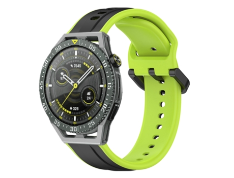 Correa de reloj inteligente para Huawei Watch GT3 SE 22 mm Bucle convexo de silicona bicolor (negro + lima)