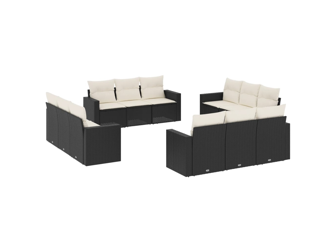 Maison Exclusive - Set De Sofás De Jardín 12 Piezas Cojines Ratán Sintético Negro