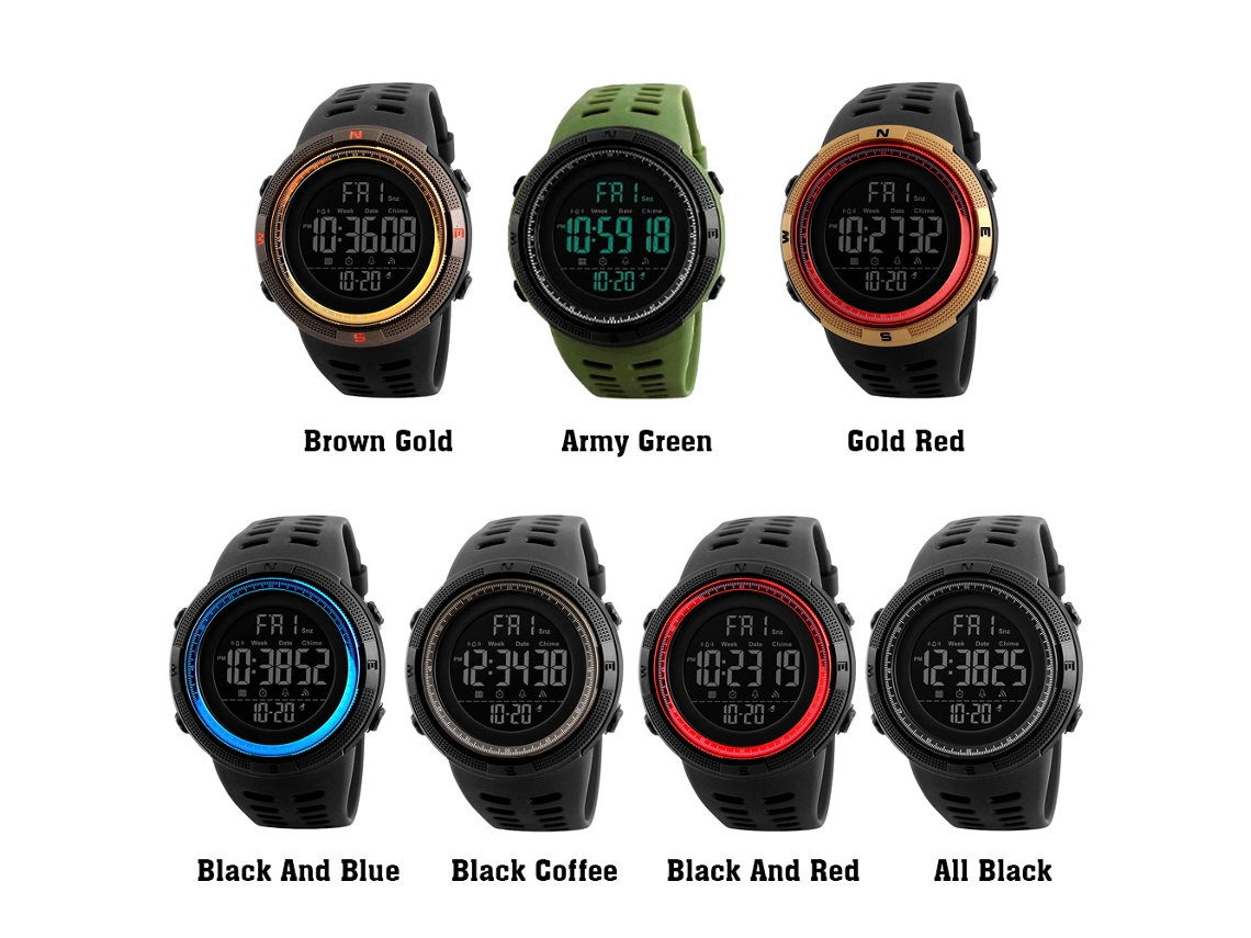 Reloj Deportivo Moment Beauty Para Hombre, Cronógrafo, Resistente Al Agua, Luminoso, Negro Y Rojo.