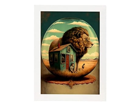NACNIC Poster Rey De La Selva En Estilo Surrealismo Cinematográfico Ilustraciones Y Grabados De Historieta Abstracta Y Artística A4 Marcos Blancos