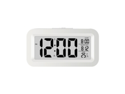 Reloj despertador digital con gran pantalla LCD y diseño de luz inteligente para una fácil visualización nocturna.
