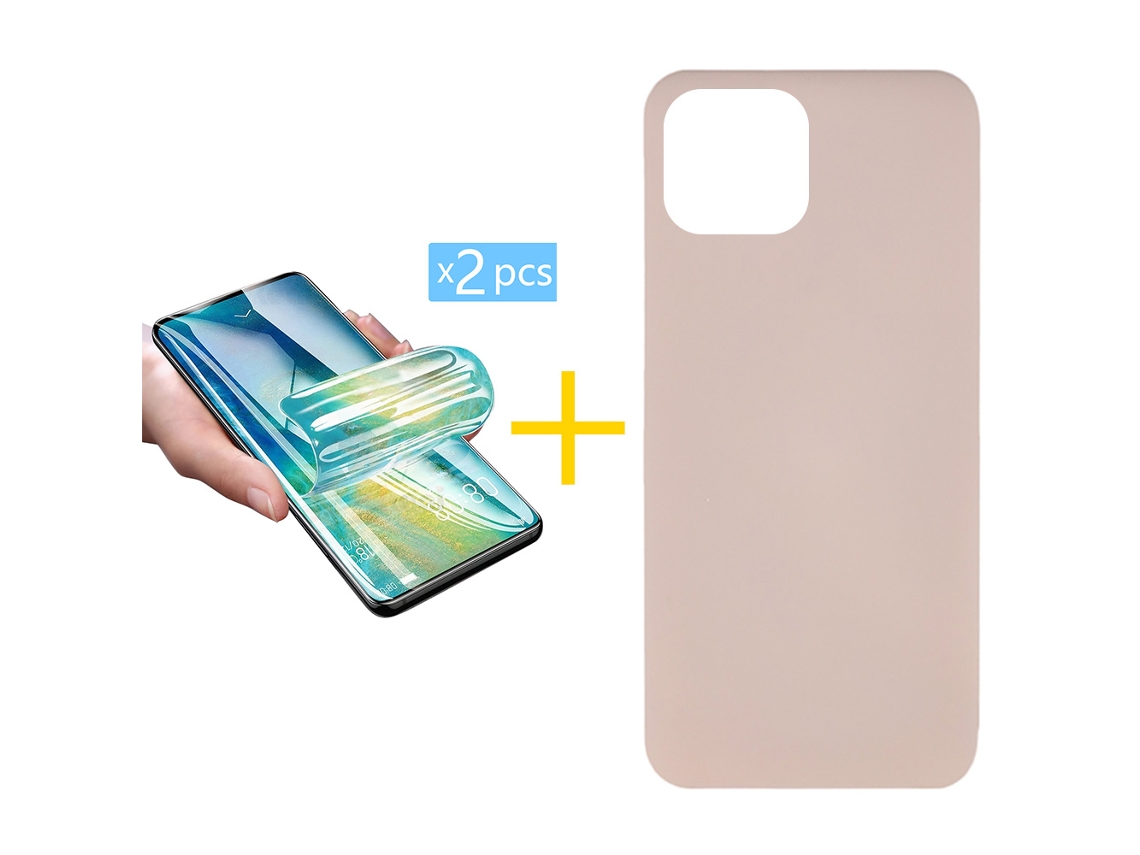 Pack 2 X Película de Vidrio Templado Hidrogel + Funda GANDY por Apple iPhone 16 Pro Silicona Líquida Rosa