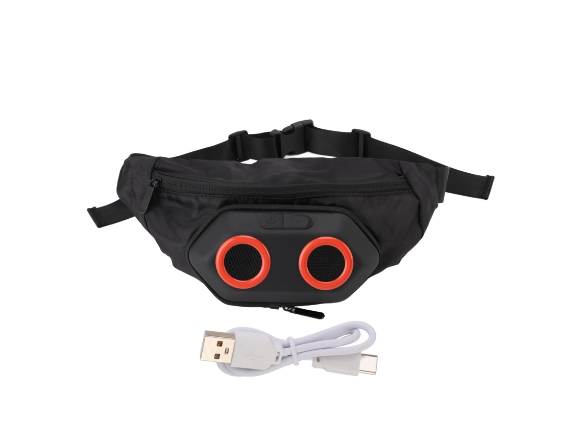 Bolsa De Cintura Con Altavoz Bt Impermeable Bolsa Desmontable Sonido Fuerte Para Deportes Al Aire Libre Negro
